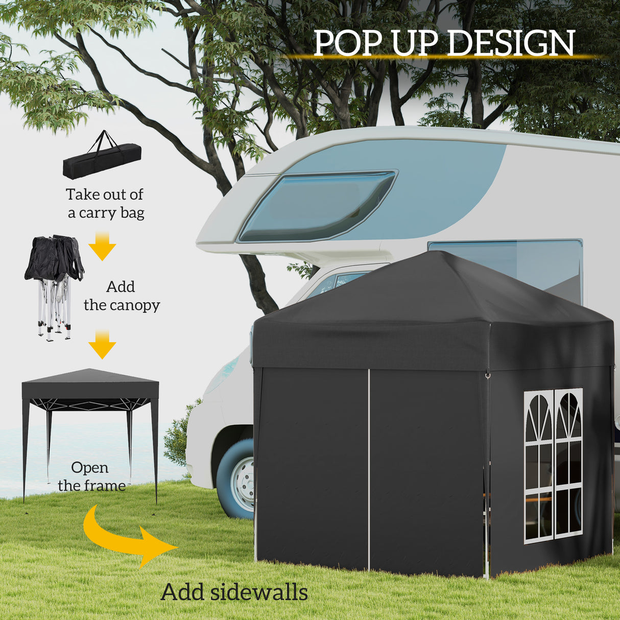Alloy Steel Pop Up Gazebo Marquee Party Tent Canopy 200cm Width x 298cm Depth - Velmora
