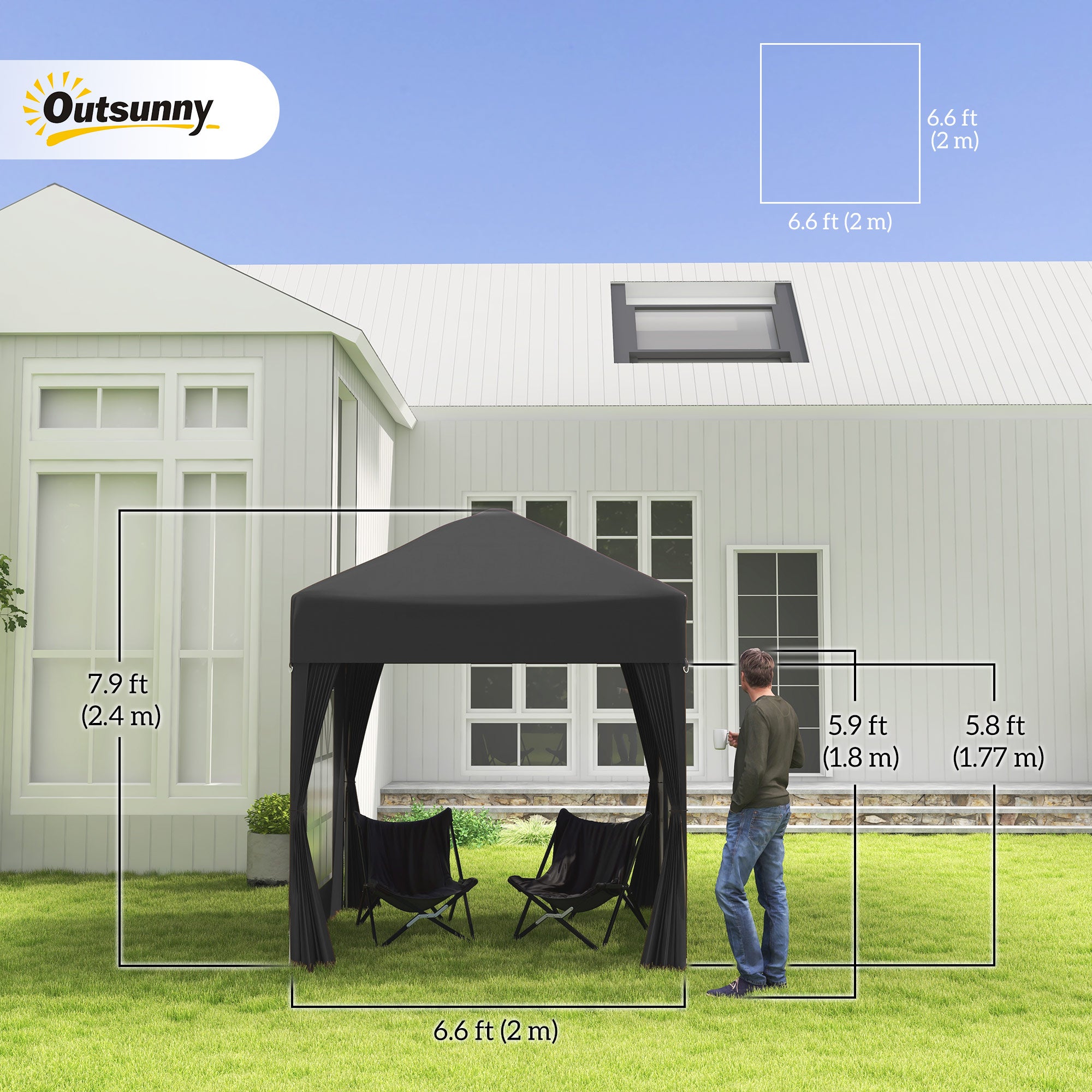 Alloy Steel Pop Up Gazebo Marquee Party Tent Canopy 200cm Width x 298cm Depth - Velmora