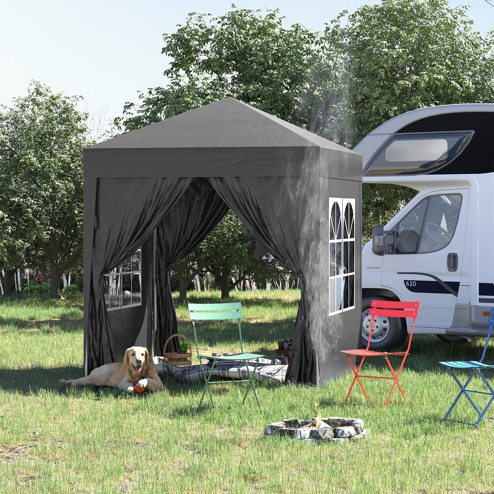 Alloy Steel Pop Up Gazebo Marquee Party Tent Canopy 200cm Width x 298cm Depth - Velmora