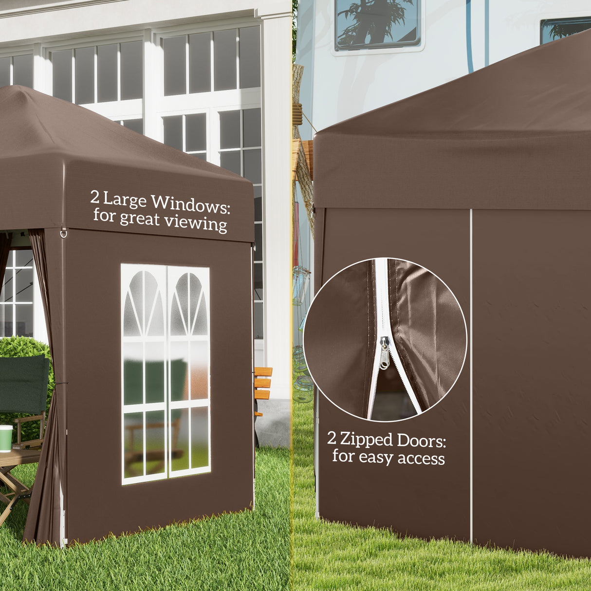 Alloy Steel Pop Up Gazebo Marquee Party Tent Canopy 200cm Width x 298cm Depth - Velmora