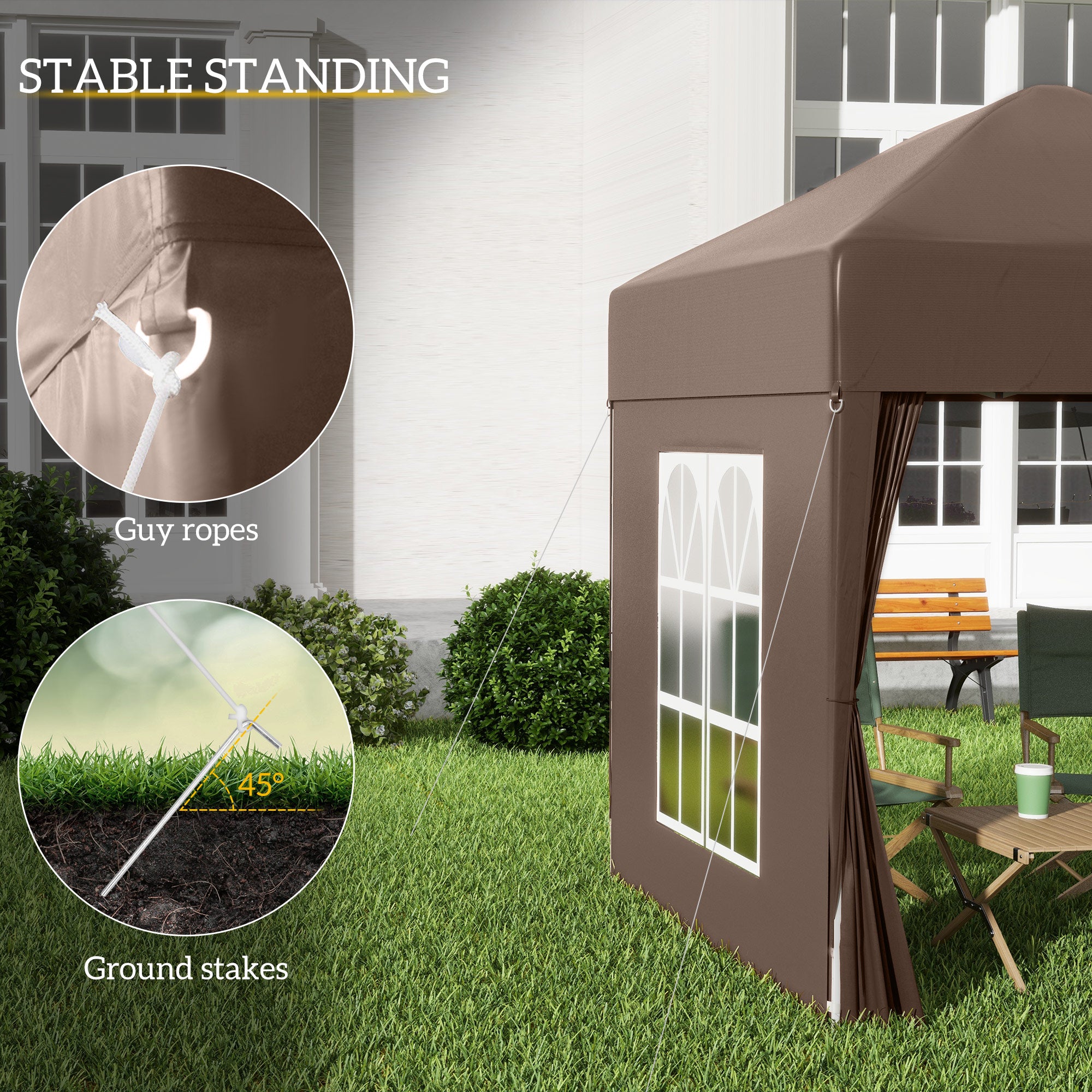 Alloy Steel Pop Up Gazebo Marquee Party Tent Canopy 200cm Width x 298cm Depth - Velmora