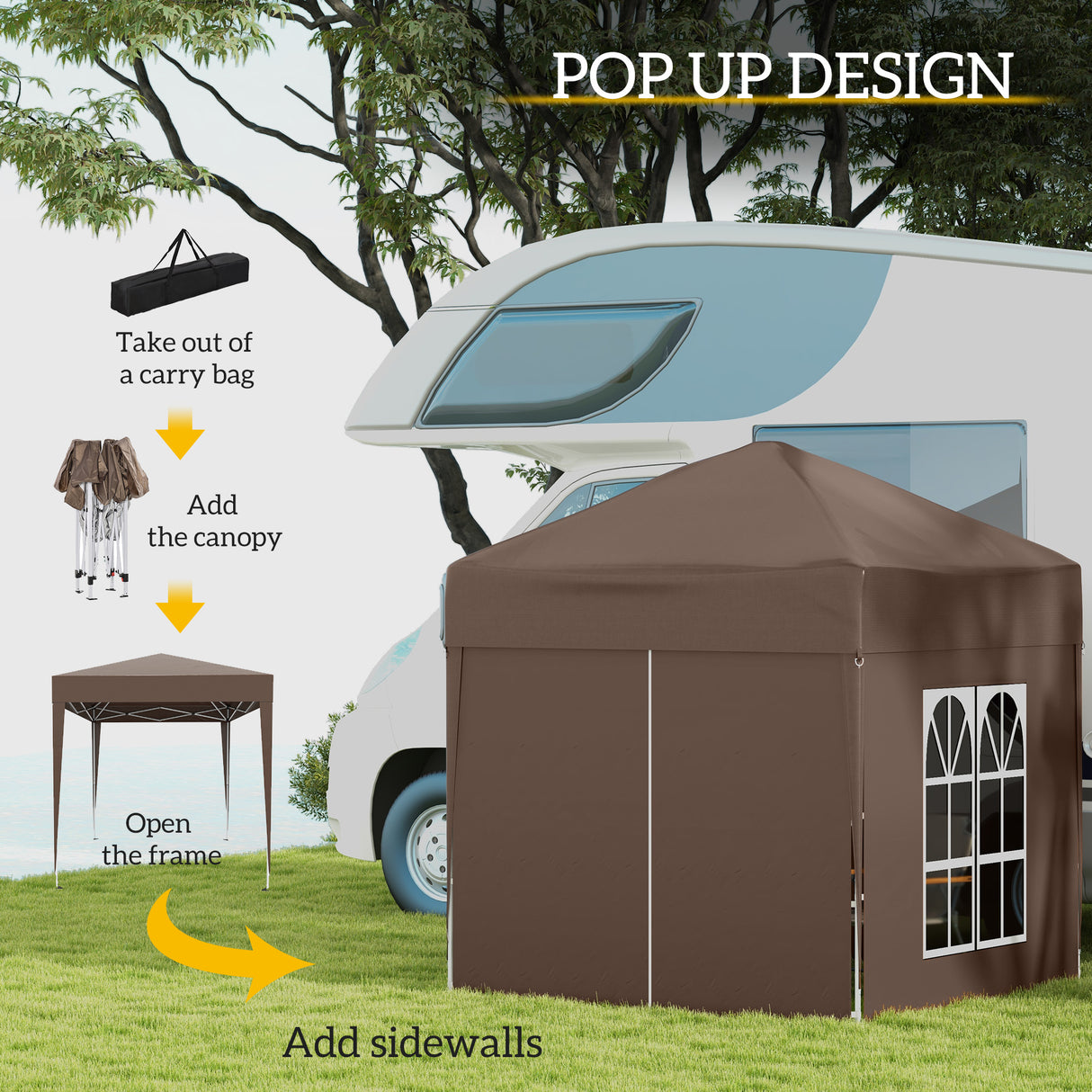 Alloy Steel Pop Up Gazebo Marquee Party Tent Canopy 200cm Width x 298cm Depth - Velmora