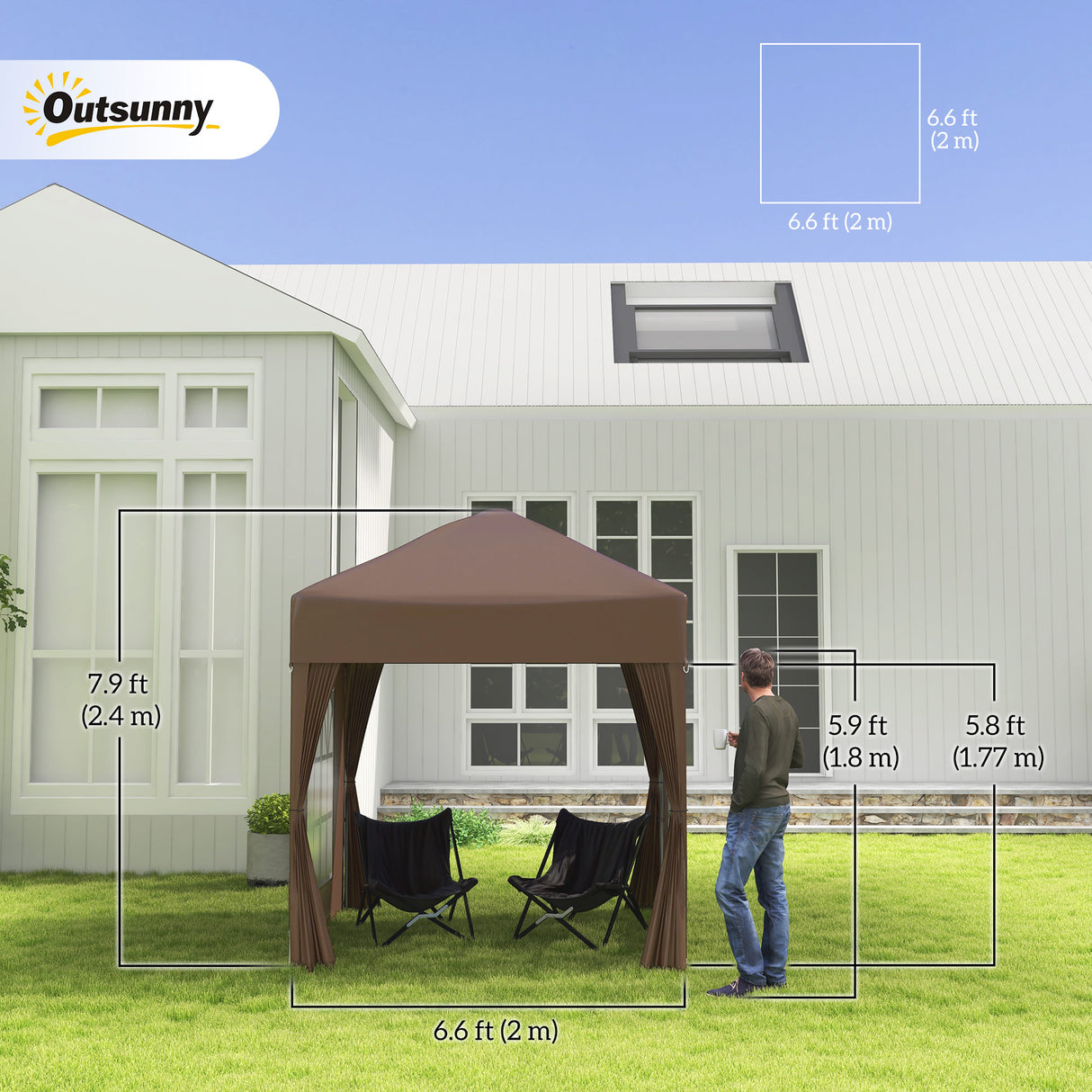 Alloy Steel Pop Up Gazebo Marquee Party Tent Canopy 200cm Width x 298cm Depth - Velmora
