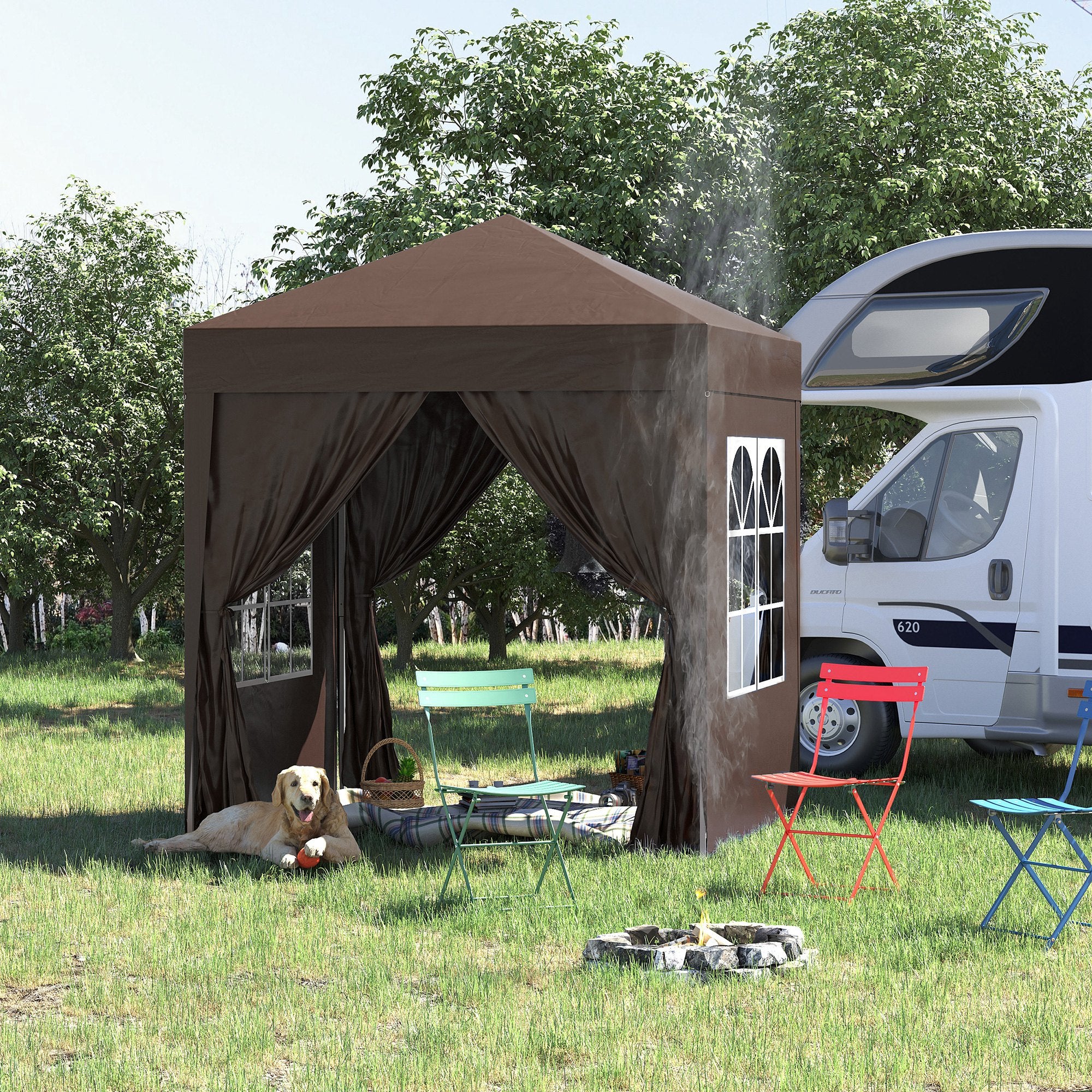 Alloy Steel Pop Up Gazebo Marquee Party Tent Canopy 200cm Width x 298cm Depth - Velmora