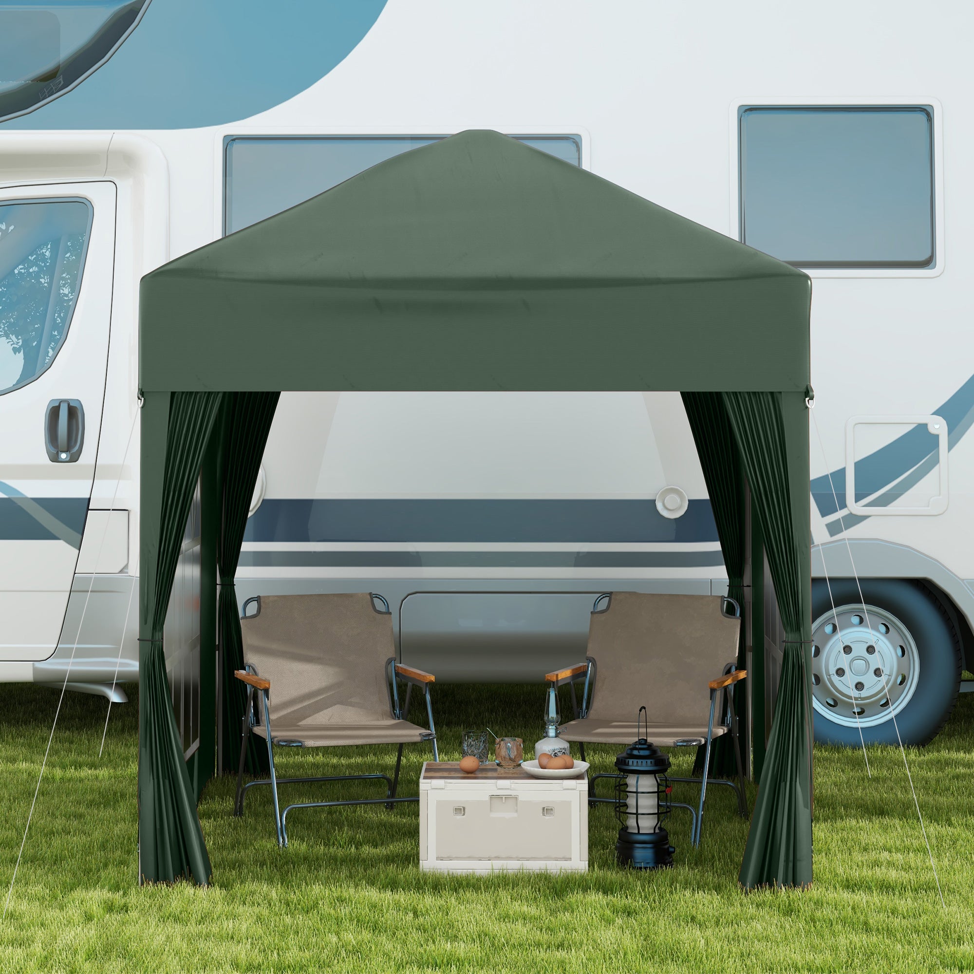 Alloy Steel Pop Up Gazebo Marquee Party Tent Canopy 200cm Width x 298cm Depth - Velmora