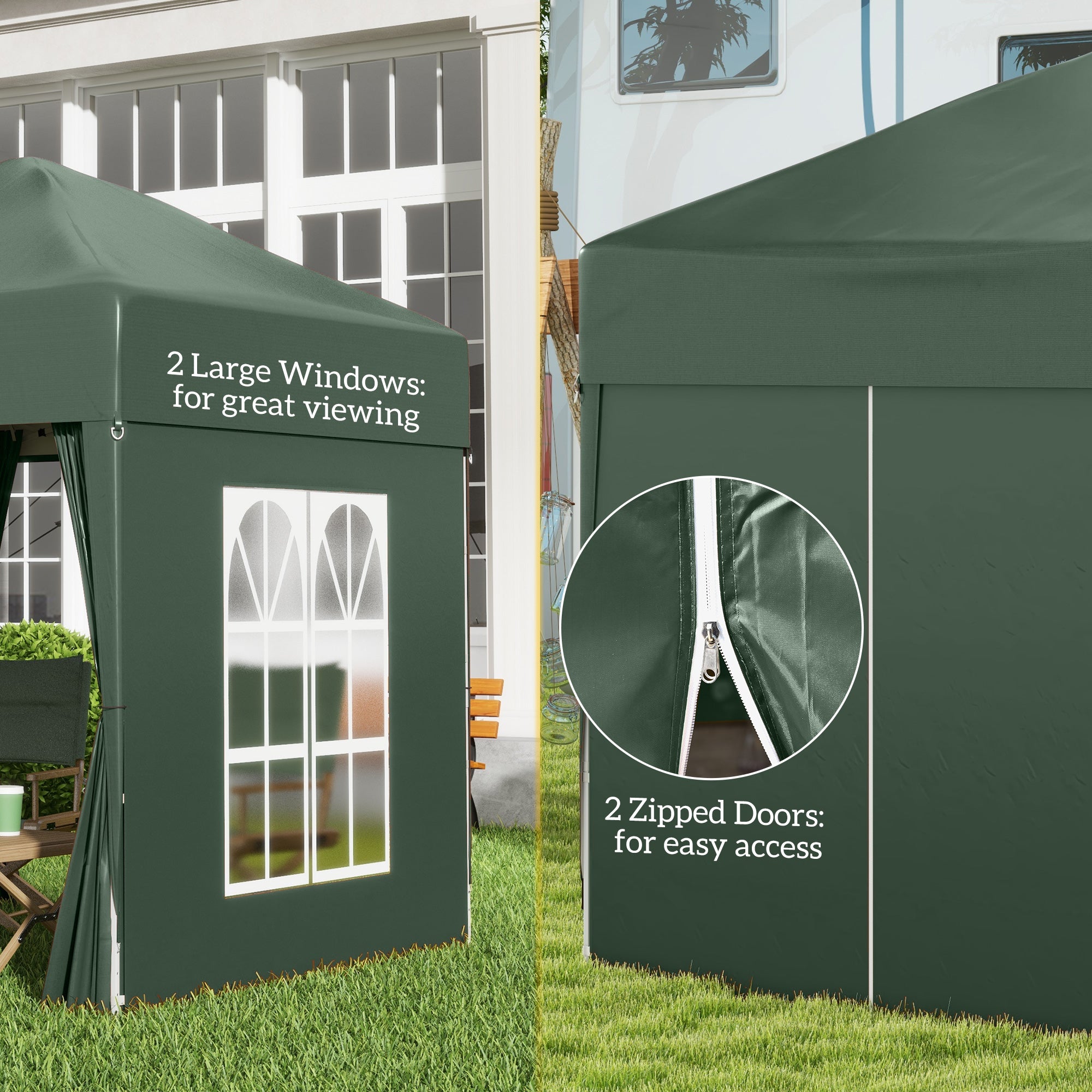 Alloy Steel Pop Up Gazebo Marquee Party Tent Canopy 200cm Width x 298cm Depth - Velmora