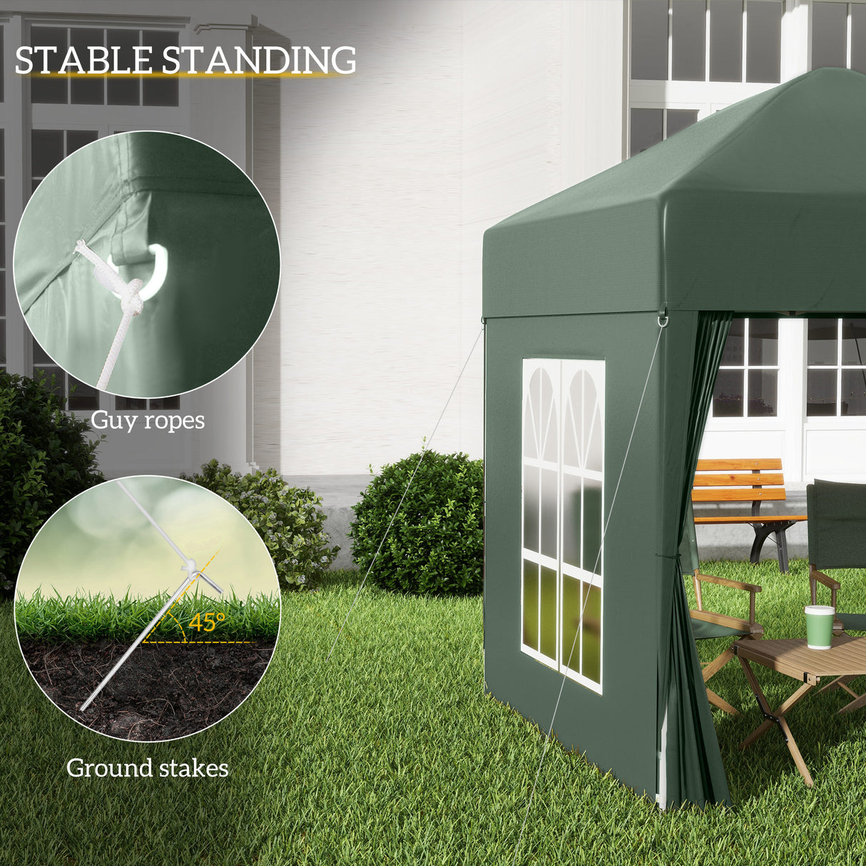 Alloy Steel Pop Up Gazebo Marquee Party Tent Canopy 200cm Width x 298cm Depth - Velmora