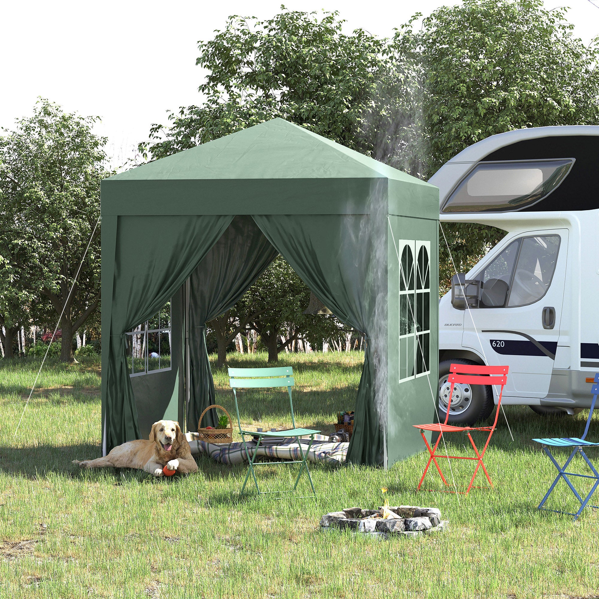 Alloy Steel Pop Up Gazebo Marquee Party Tent Canopy 200cm Width x 298cm Depth - Velmora
