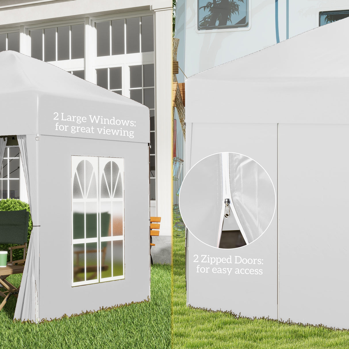 Alloy Steel Pop Up Gazebo Marquee Party Tent Canopy 200cm Width x 298cm Depth - Velmora