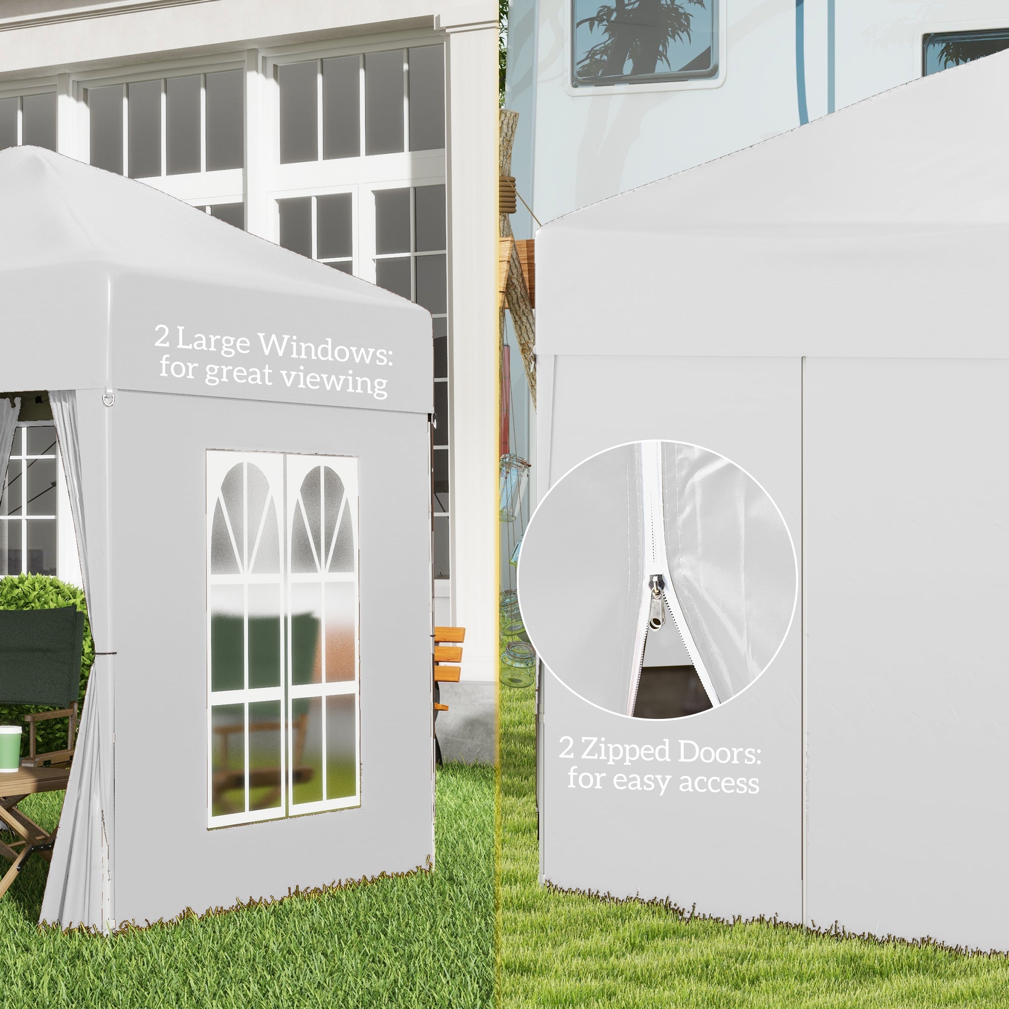 Alloy Steel Pop Up Gazebo Marquee Party Tent Canopy 200cm Width x 298cm Depth - Velmora