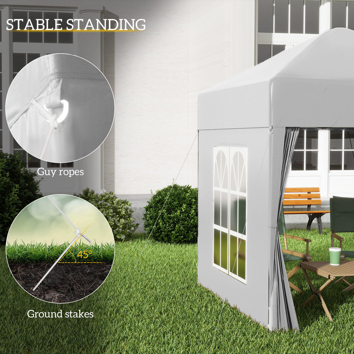 Alloy Steel Pop Up Gazebo Marquee Party Tent Canopy 200cm Width x 298cm Depth - Velmora