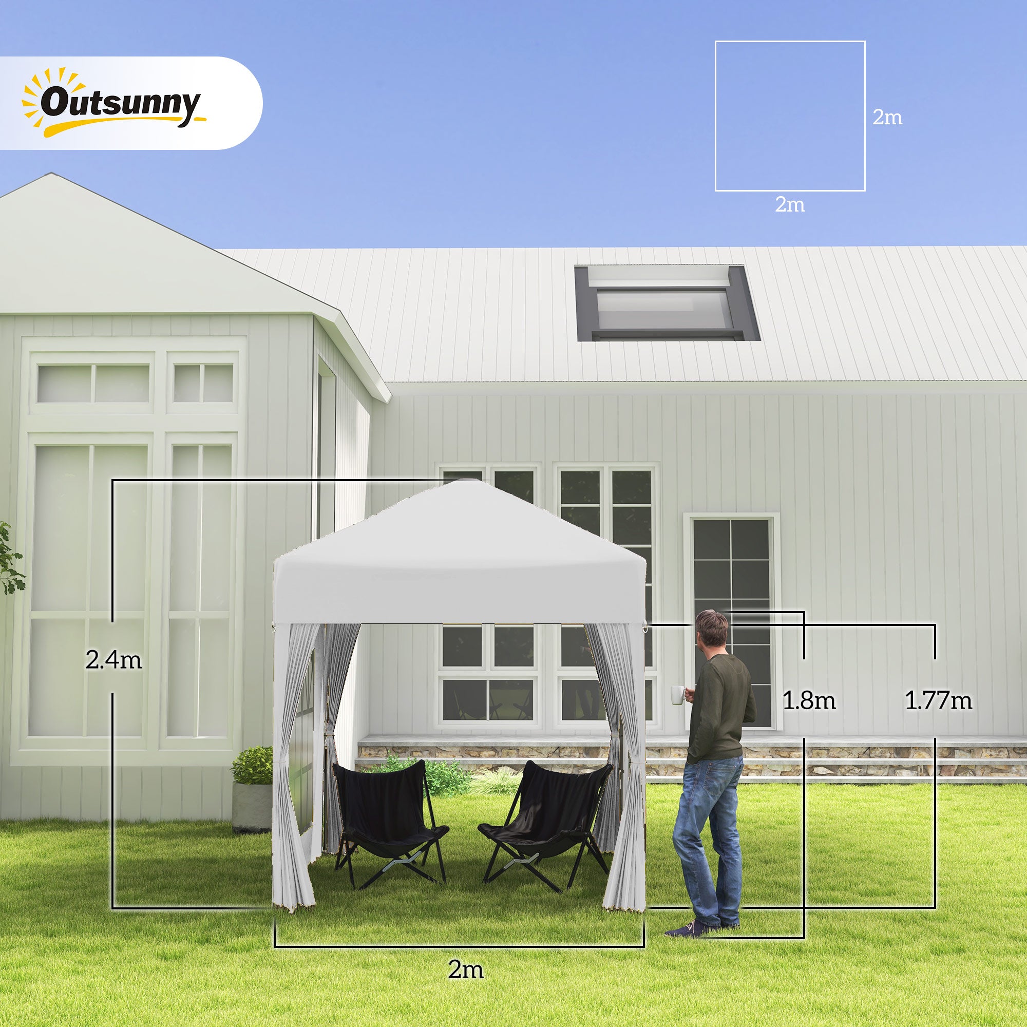 Alloy Steel Pop Up Gazebo Marquee Party Tent Canopy 200cm Width x 298cm Depth - Velmora