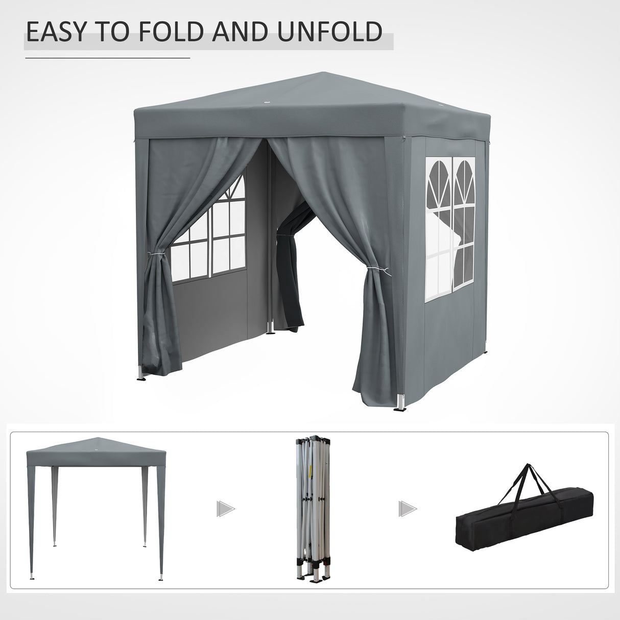 Alloy Steel Pop Up Gazebo Marquee Party Tent Canopy 200cm Width x 298cm Depth - Velmora
