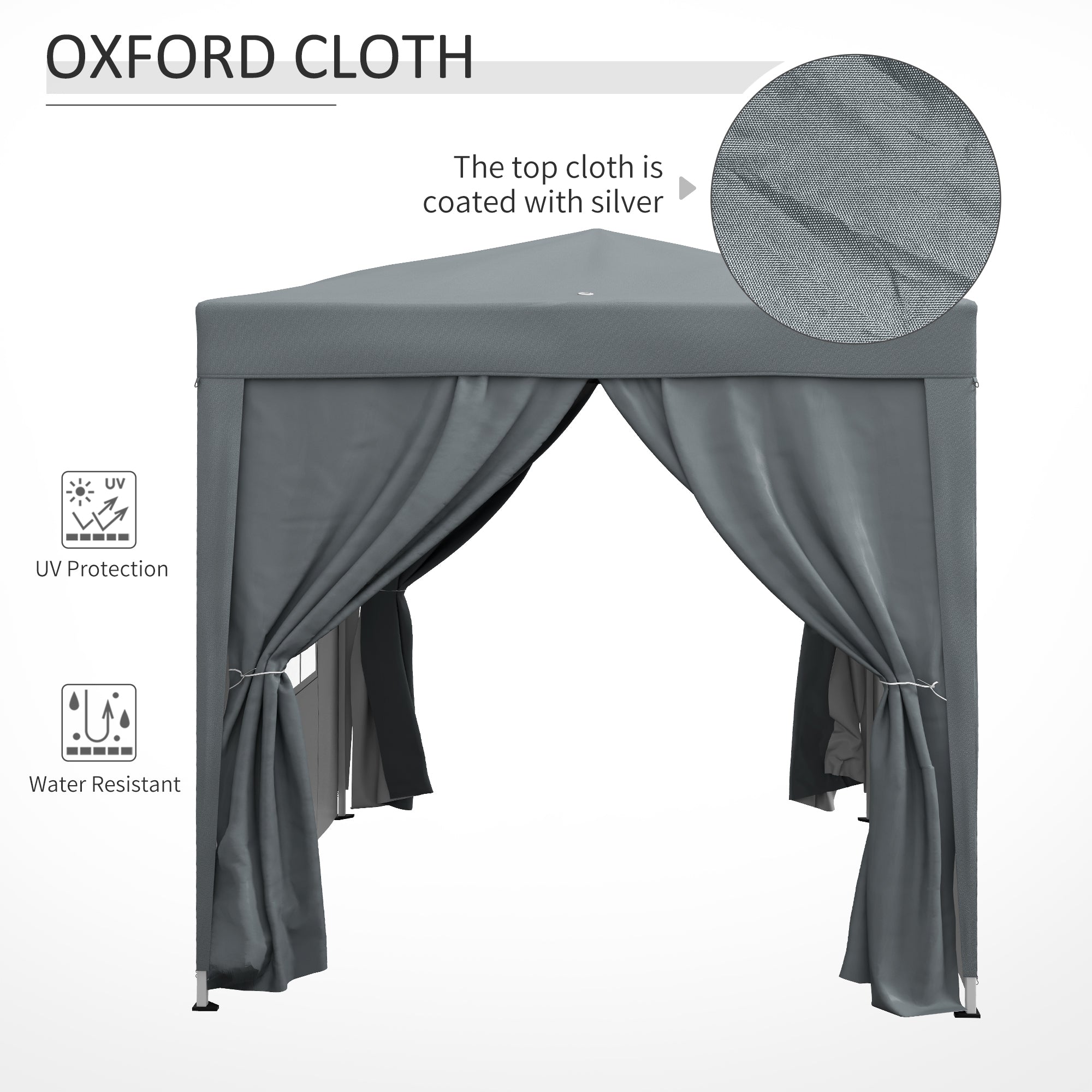 Alloy Steel Pop Up Gazebo Marquee Party Tent Canopy 200cm Width x 298cm Depth - Velmora