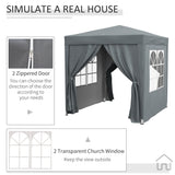 Alloy Steel Pop Up Gazebo Marquee Party Tent Canopy 200cm Width x 298cm Depth - Velmora
