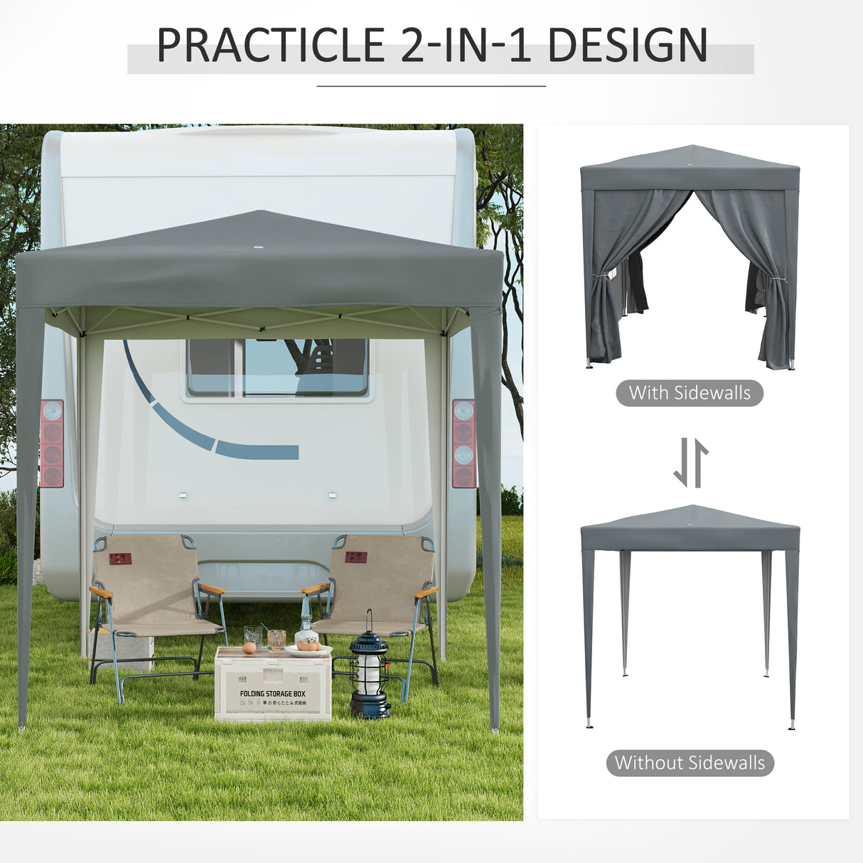 Alloy Steel Pop Up Gazebo Marquee Party Tent Canopy 200cm Width x 298cm Depth - Velmora