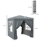 Alloy Steel Pop Up Gazebo Marquee Party Tent Canopy 200cm Width x 298cm Depth - Velmora
