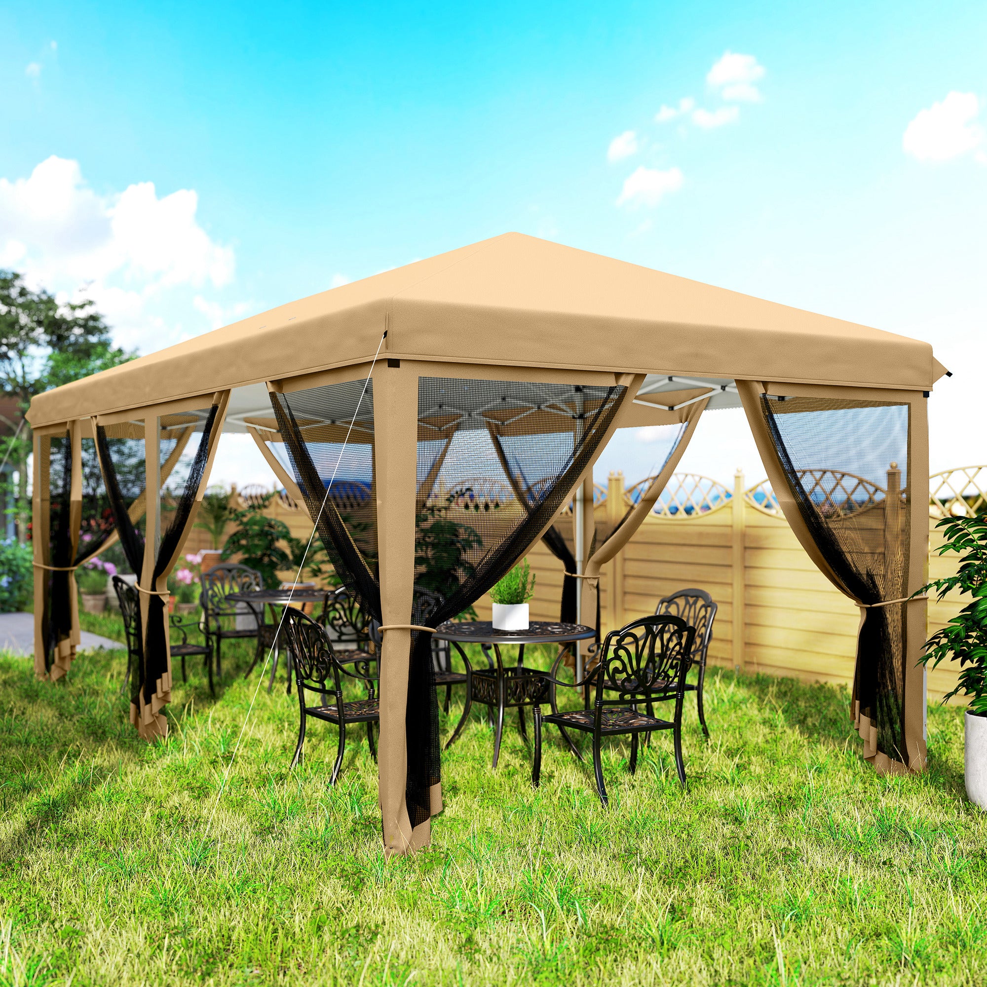 Alloy Steel Pop Up Gazebo Marquee Party Wedding Tent 585cm Width x 295cm Depth - Velmora
