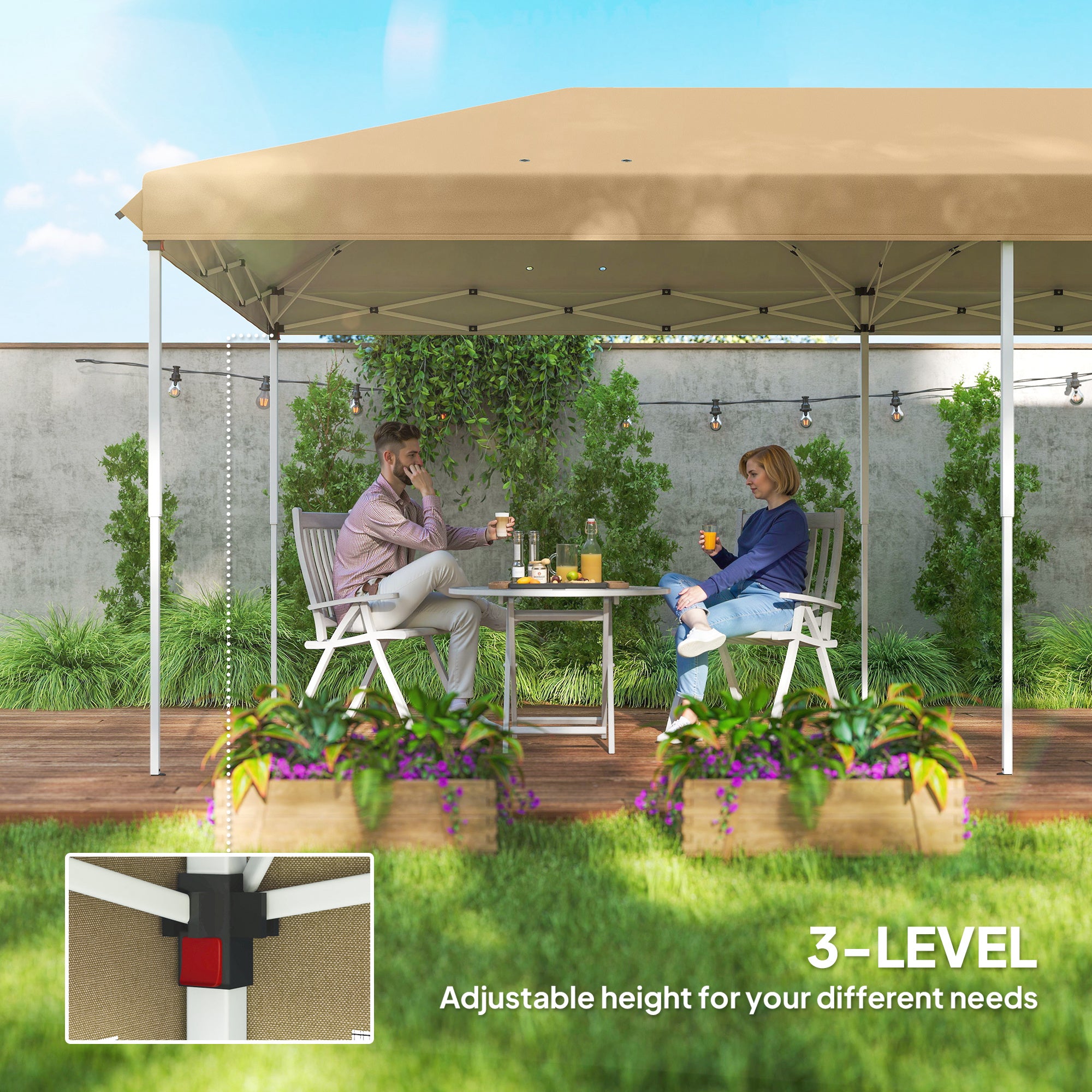 Alloy Steel Pop Up Gazebo Marquee Party Wedding Tent 585cm Width x 295cm Depth - Velmora