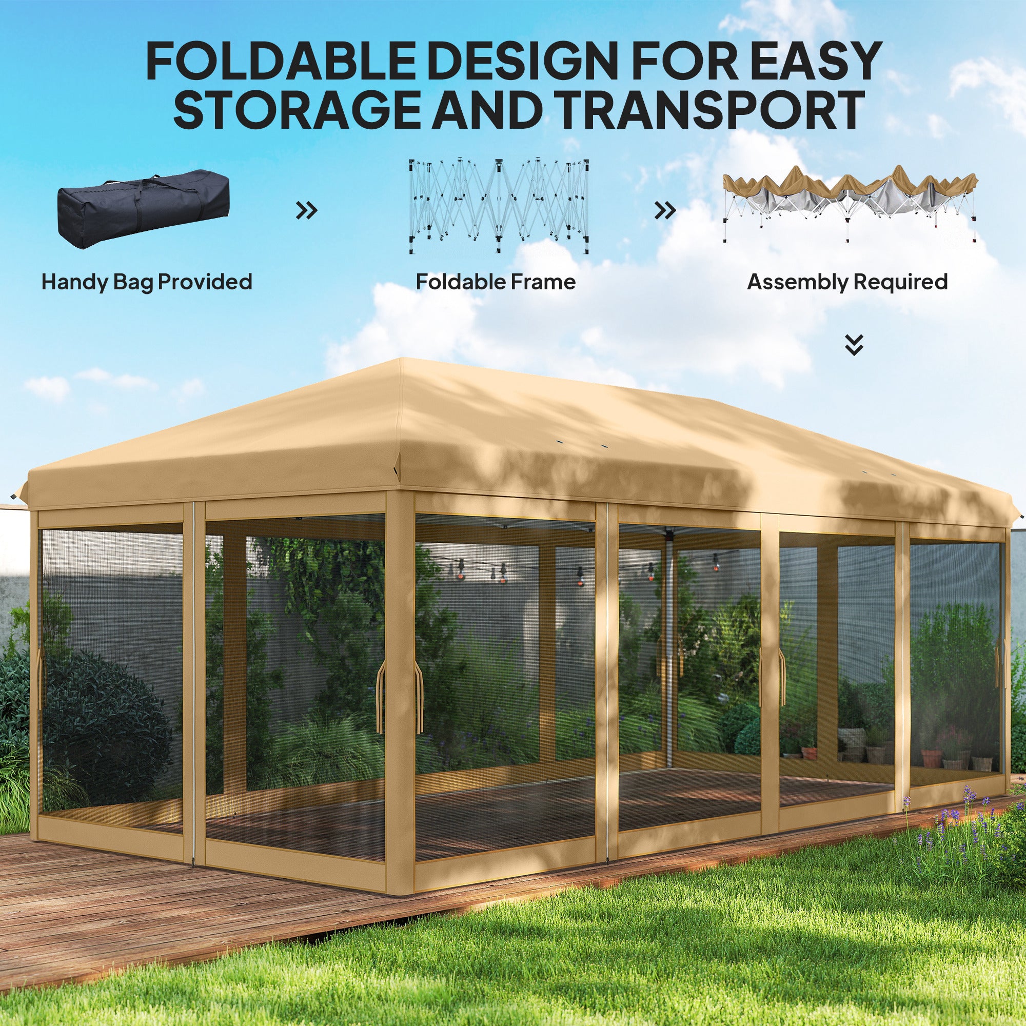 Alloy Steel Pop Up Gazebo Marquee Party Wedding Tent 585cm Width x 295cm Depth - Velmora