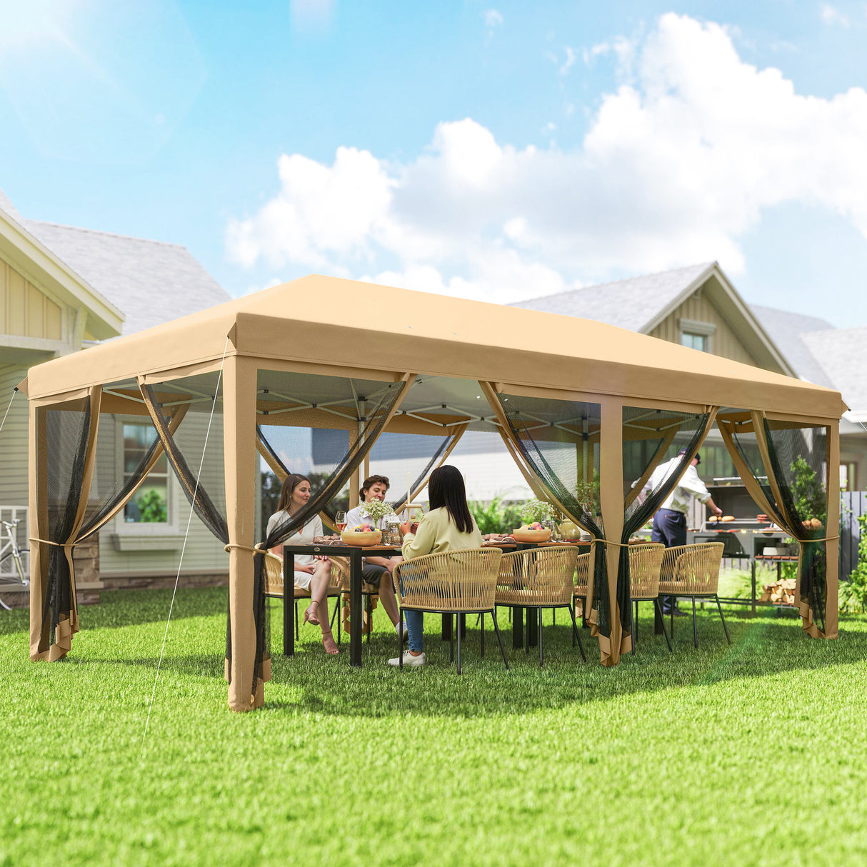 Alloy Steel Pop Up Gazebo Marquee Party Wedding Tent 585cm Width x 295cm Depth - Velmora