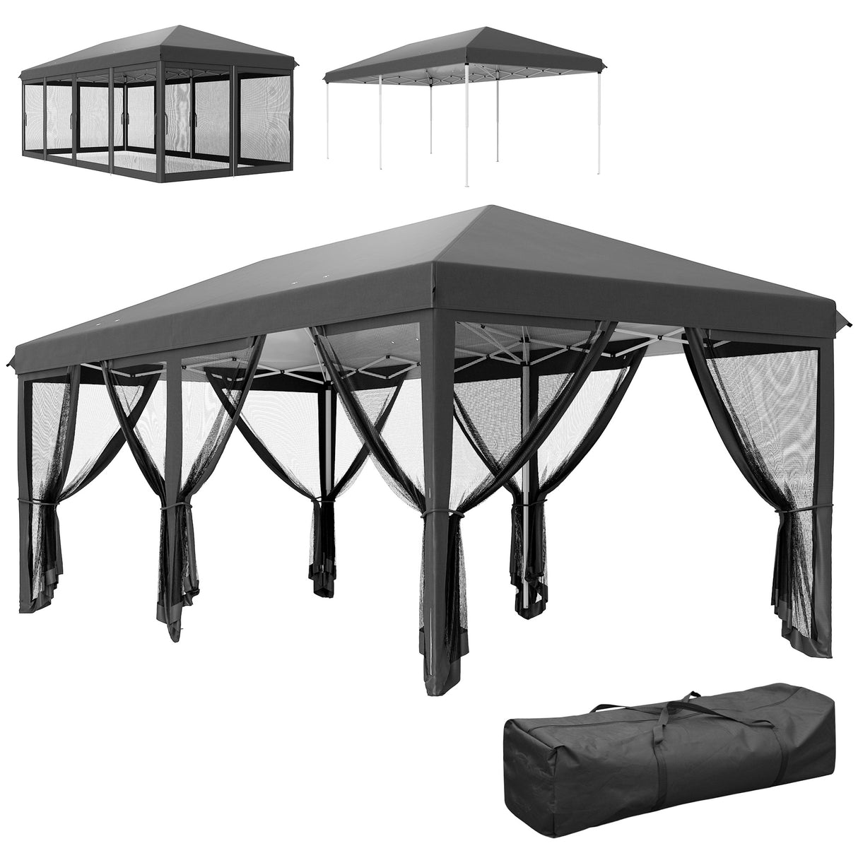 Alloy Steel Pop Up Gazebo Marquee Party Wedding Tent 585cm Width x 295cm Depth - Velmora