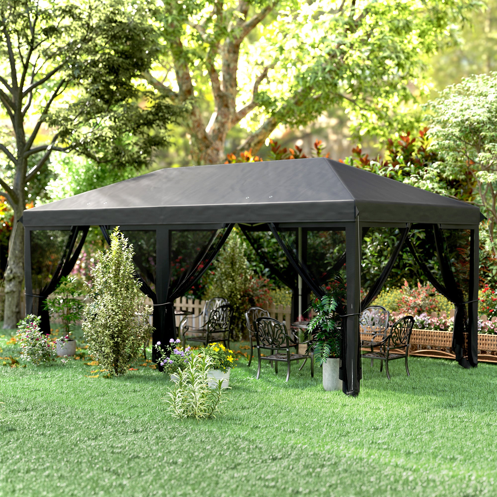 Alloy Steel Pop Up Gazebo Marquee Party Wedding Tent 585cm Width x 295cm Depth - Velmora