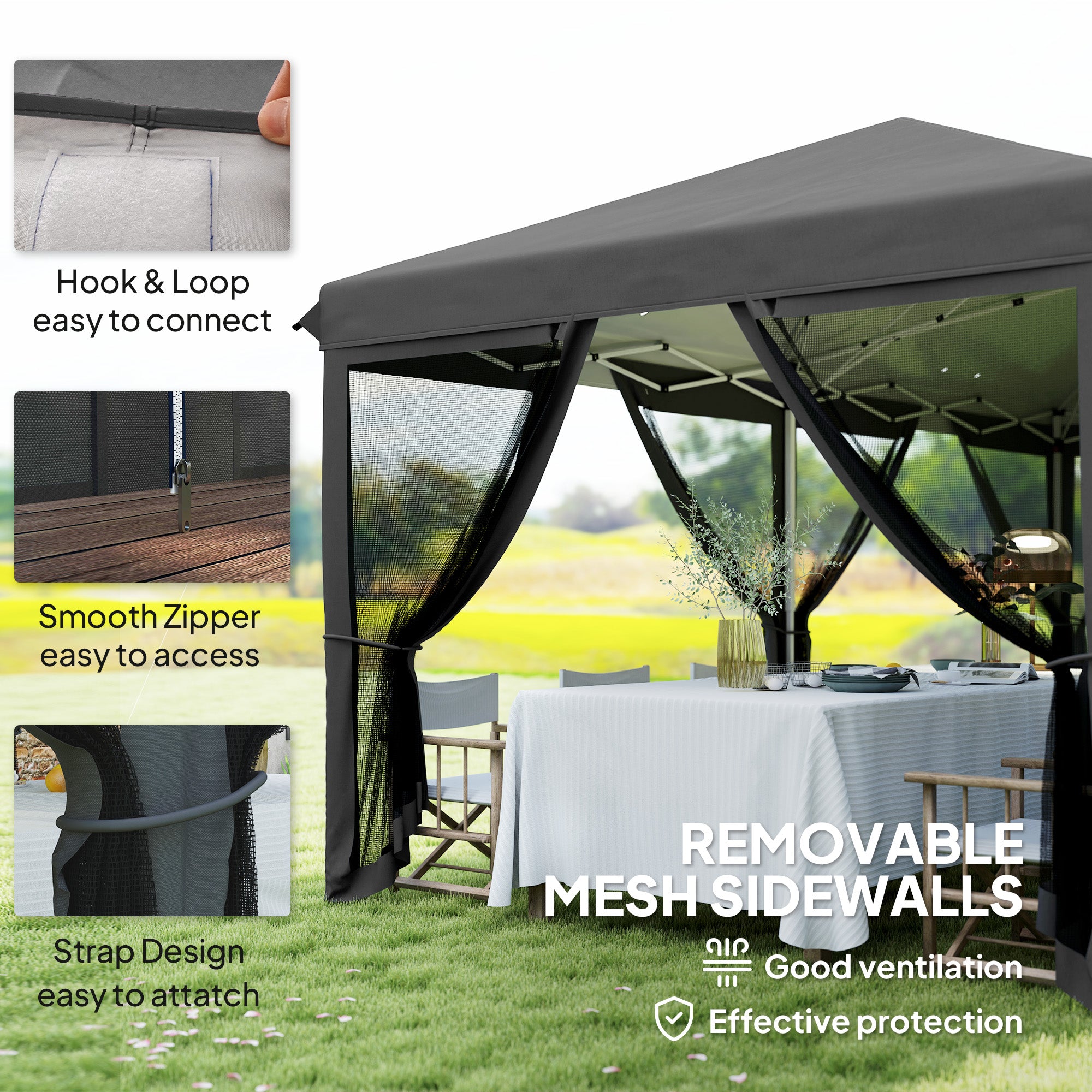 Alloy Steel Pop Up Gazebo Marquee Party Wedding Tent 585cm Width x 295cm Depth - Velmora