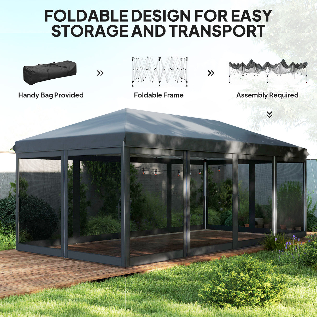 Alloy Steel Pop Up Gazebo Marquee Party Wedding Tent 585cm Width x 295cm Depth - Velmora