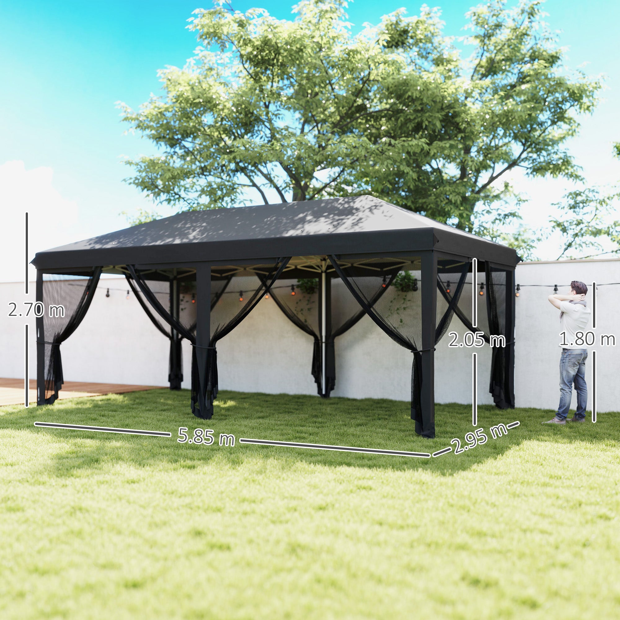 Alloy Steel Pop Up Gazebo Marquee Party Wedding Tent 585cm Width x 295cm Depth - Velmora