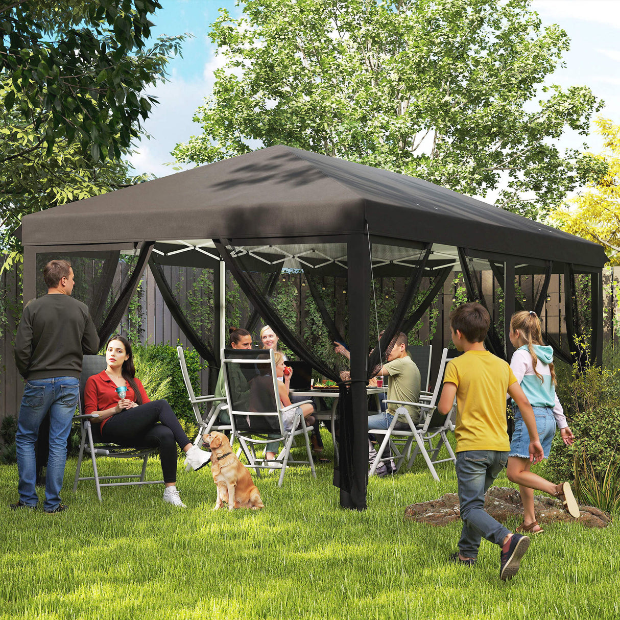 Alloy Steel Pop Up Gazebo Marquee Party Wedding Tent 585cm Width x 295cm Depth - Velmora