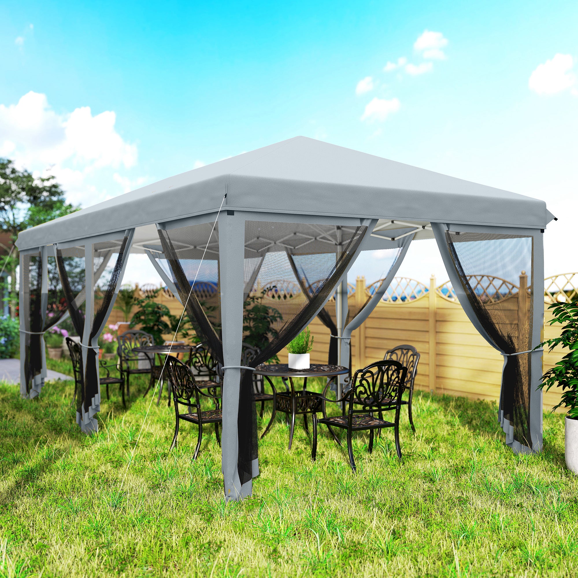 Alloy Steel Pop Up Gazebo Marquee Party Wedding Tent 585cm Width x 295cm Depth - Velmora