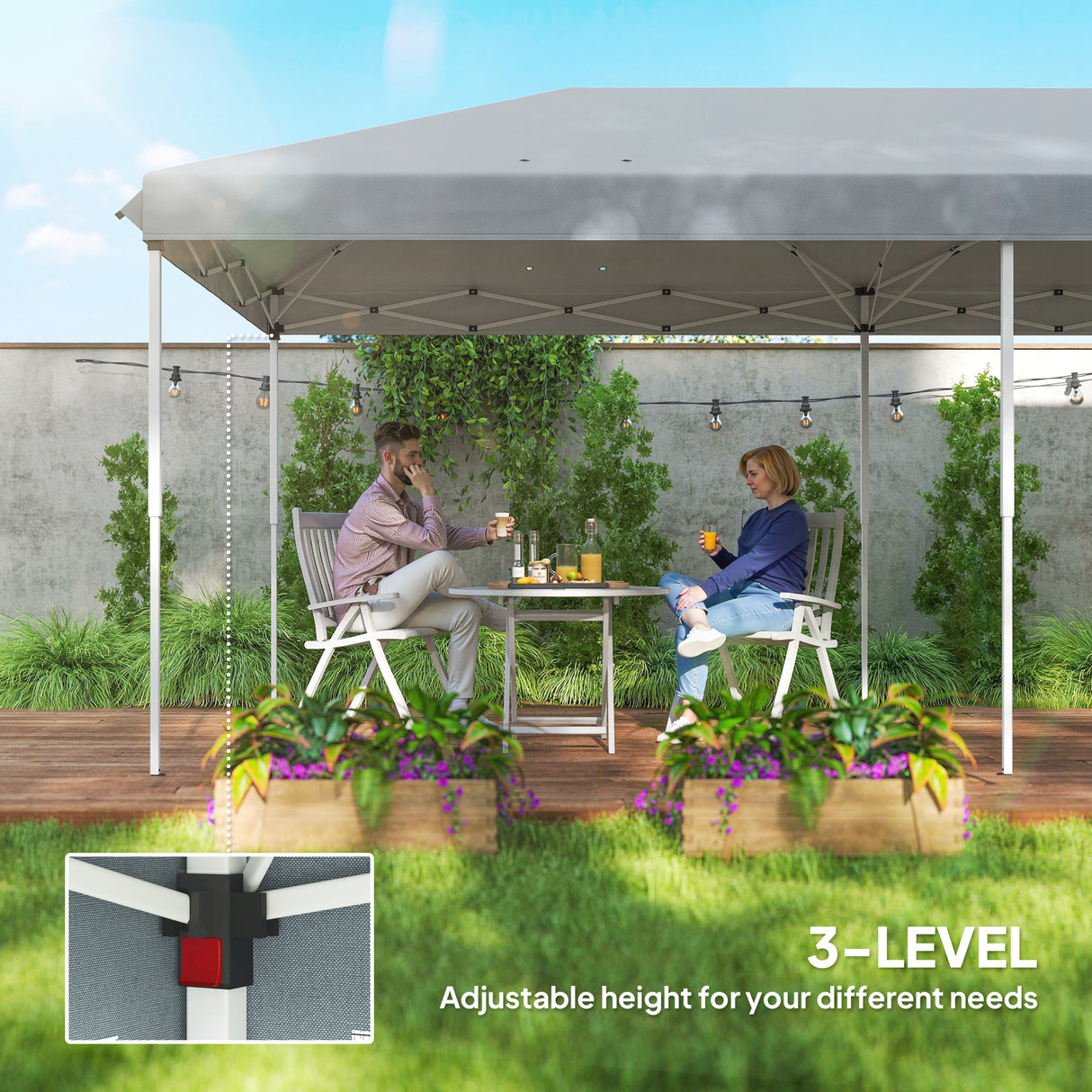 Alloy Steel Pop Up Gazebo Marquee Party Wedding Tent 585cm Width x 295cm Depth - Velmora