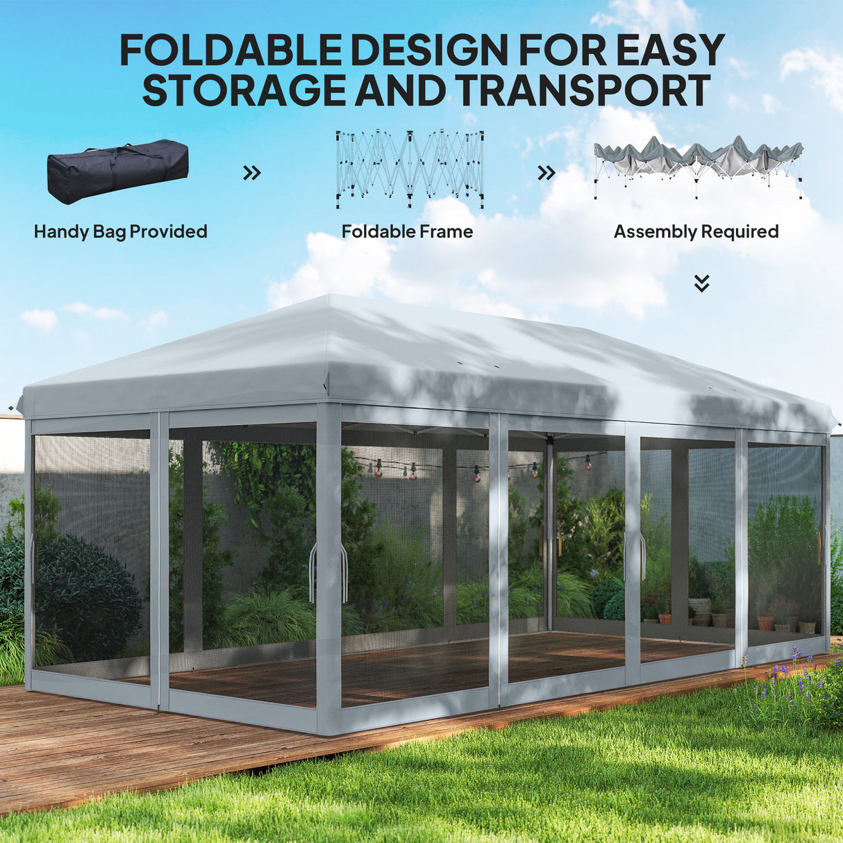 Alloy Steel Pop Up Gazebo Marquee Party Wedding Tent 585cm Width x 295cm Depth - Velmora