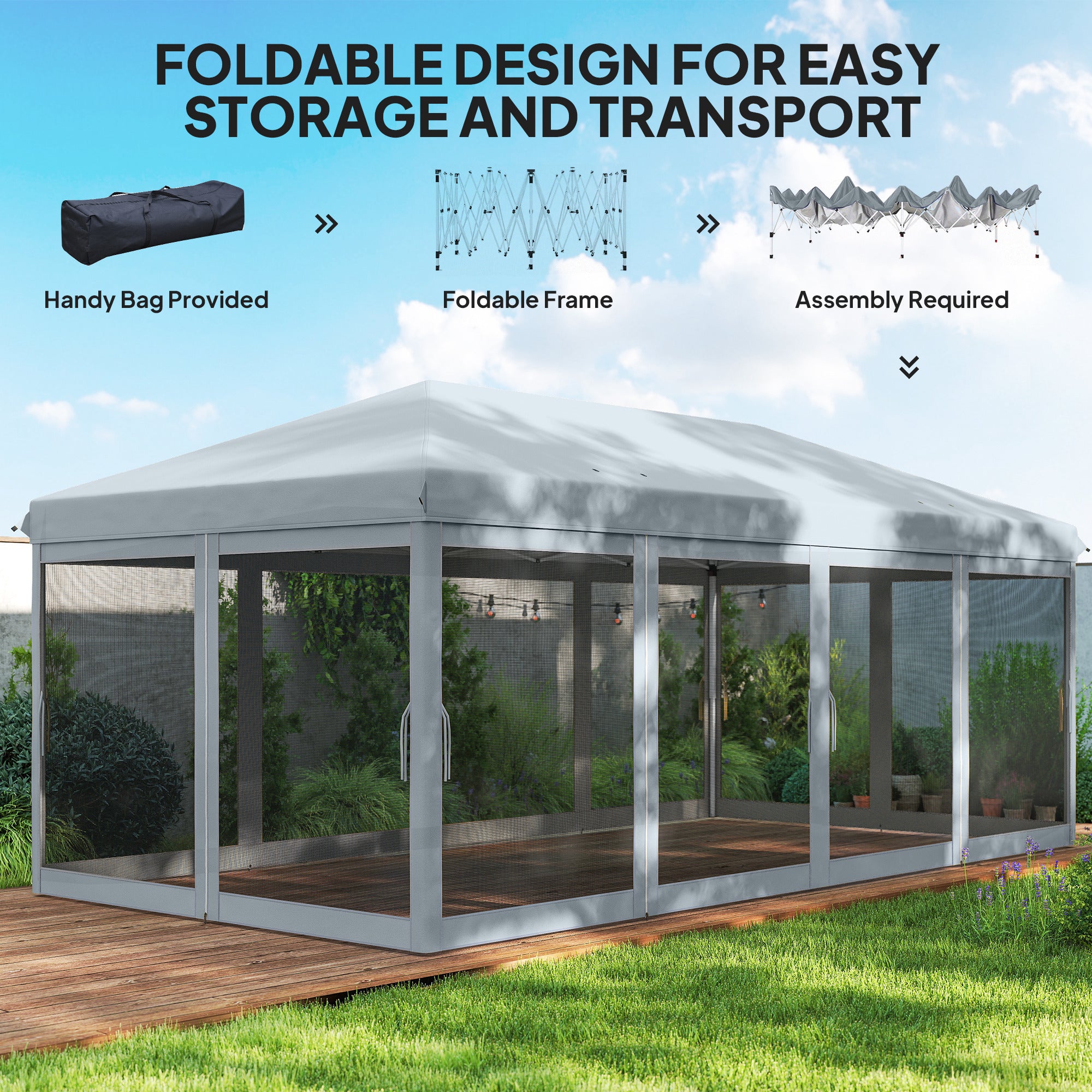 Alloy Steel Pop Up Gazebo Marquee Party Wedding Tent 585cm Width x 295cm Depth - Velmora