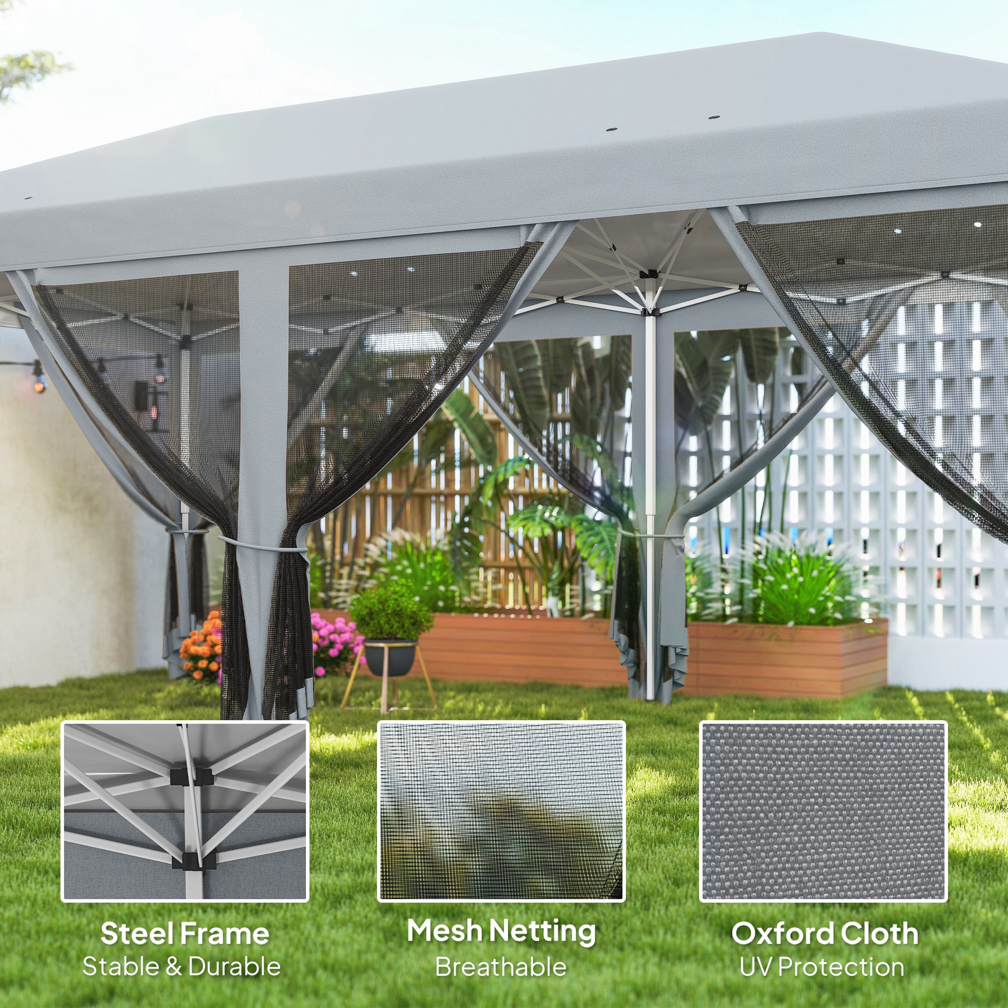 Alloy Steel Pop Up Gazebo Marquee Party Wedding Tent 585cm Width x 295cm Depth - Velmora