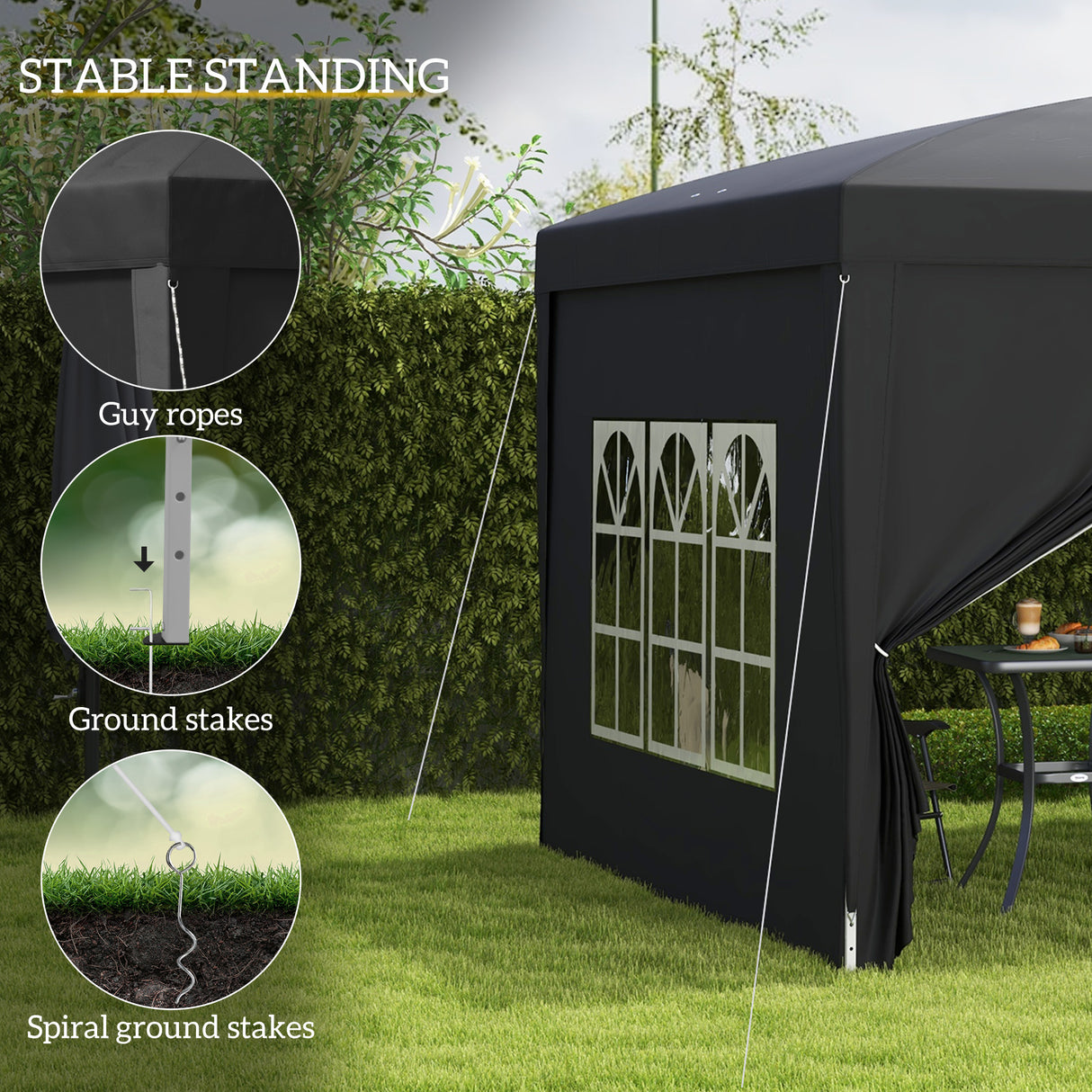 Alloy Steel Pop Up Gazebo With Curtain Walls 295cm Width x 295cm Depth - Velmora