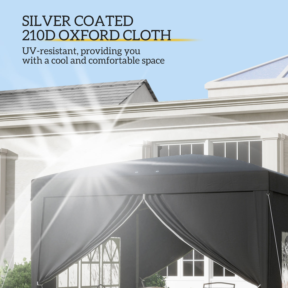 Alloy Steel Pop Up Gazebo With Curtain Walls 295cm Width x 295cm Depth - Velmora