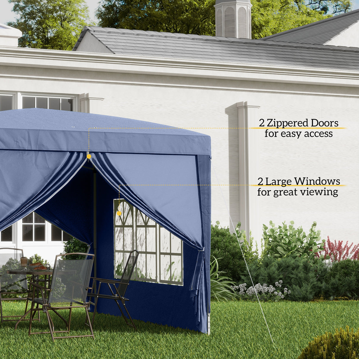 Alloy Steel Pop Up Gazebo With Curtain Walls 295cm Width x 295cm Depth - Velmora
