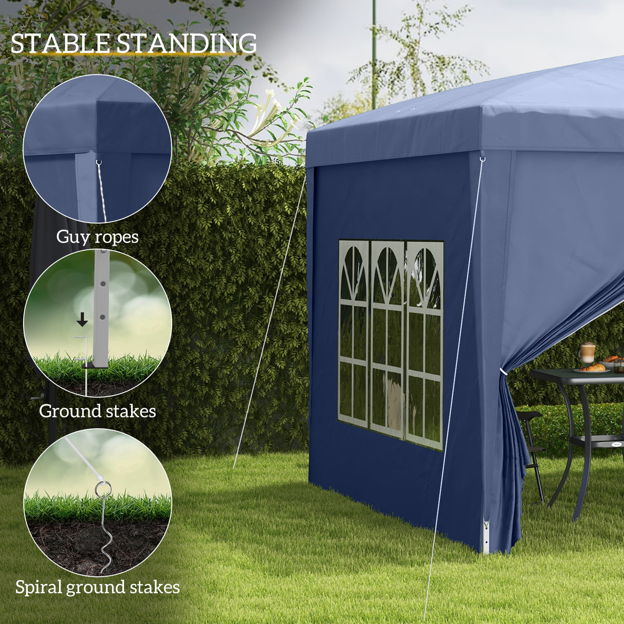 Alloy Steel Pop Up Gazebo With Curtain Walls 295cm Width x 295cm Depth - Velmora