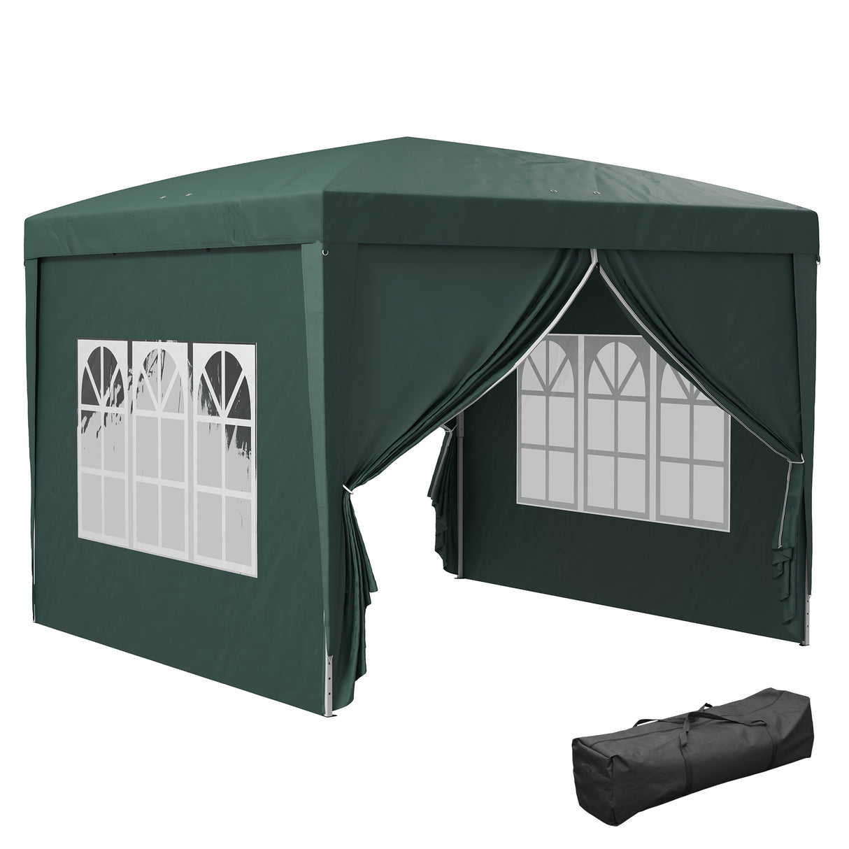 Alloy Steel Pop Up Gazebo With Curtain Walls 295cm Width x 295cm Depth - Velmora