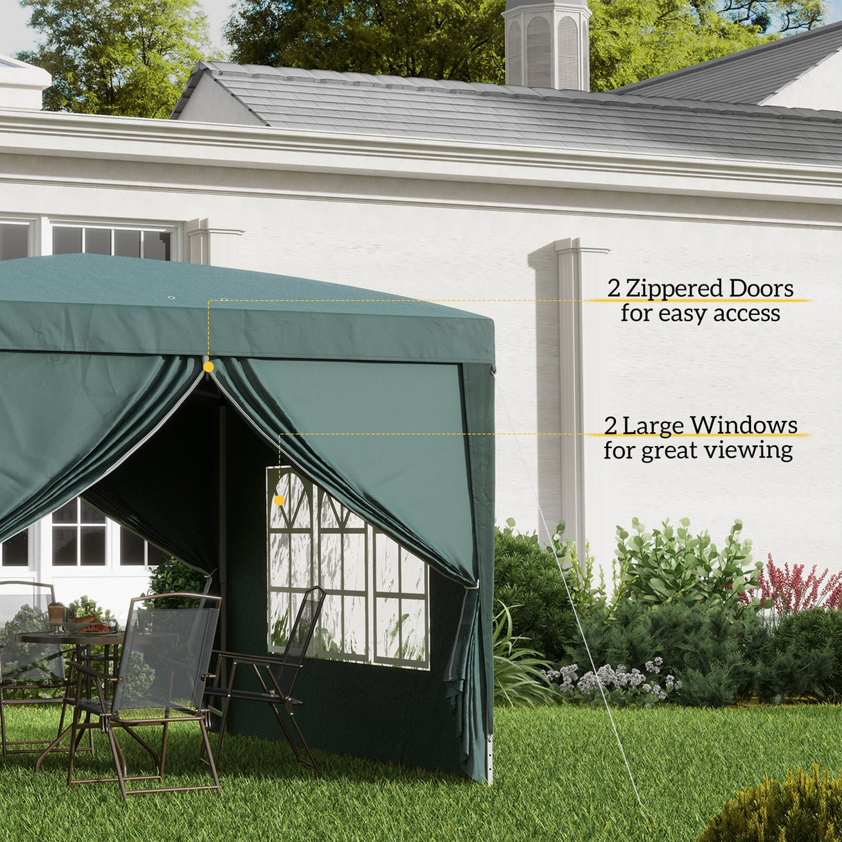 Alloy Steel Pop Up Gazebo With Curtain Walls 295cm Width x 295cm Depth - Velmora