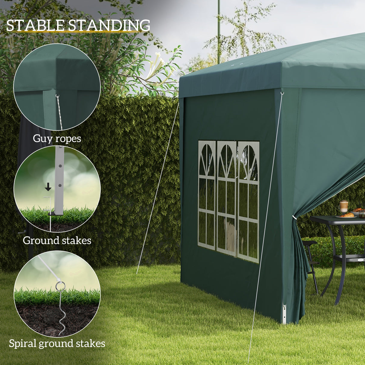 Alloy Steel Pop Up Gazebo With Curtain Walls 295cm Width x 295cm Depth - Velmora