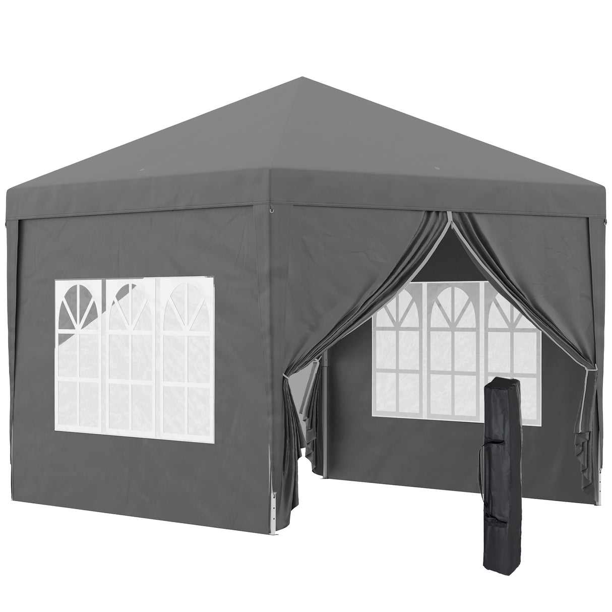 Alloy Steel Pop Up Gazebo With Curtain Walls 295cm Width x 295cm Depth - Velmora