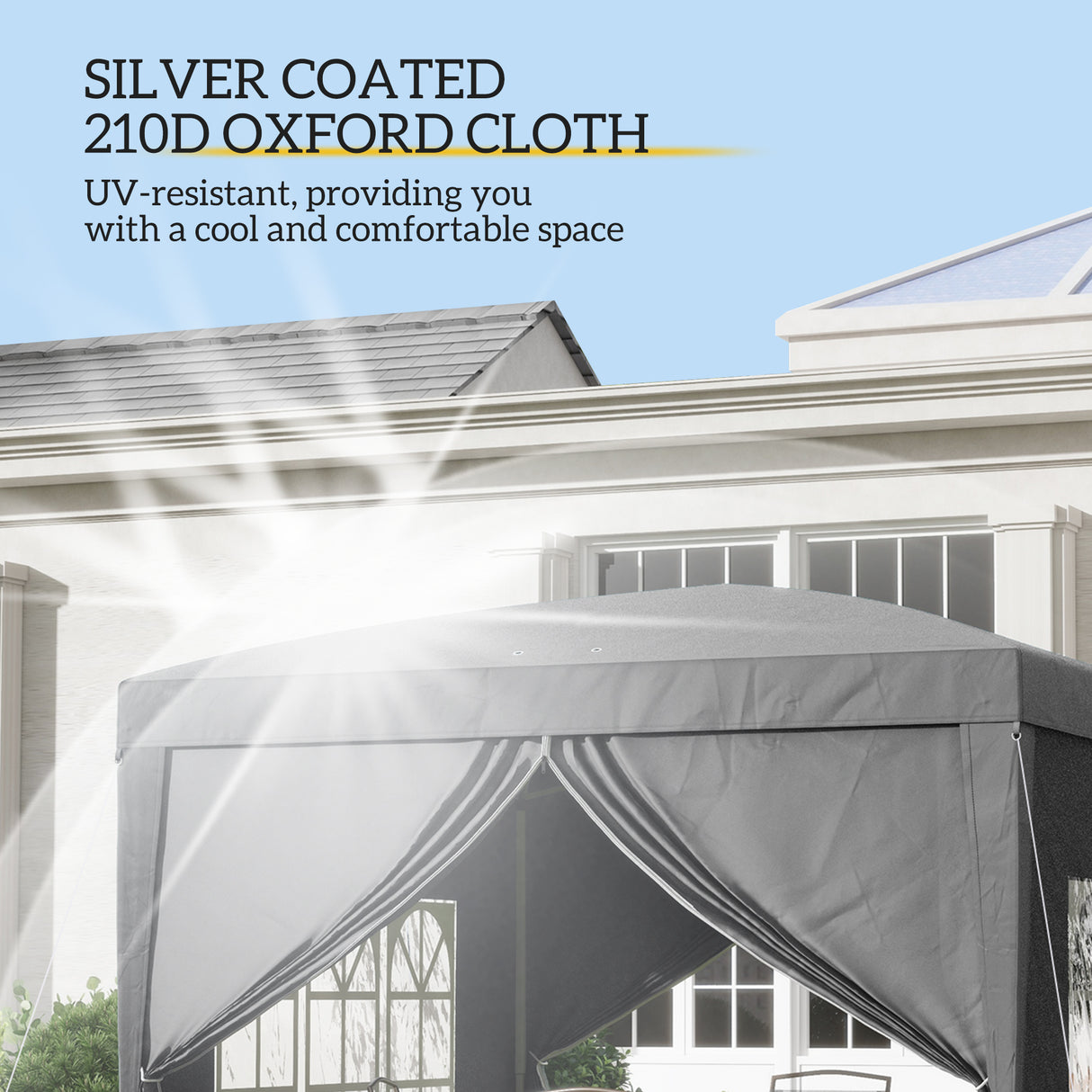 Alloy Steel Pop Up Gazebo With Curtain Walls 295cm Width x 295cm Depth - Velmora