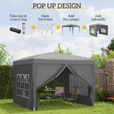 Alloy Steel Pop Up Gazebo With Curtain Walls 295cm Width x 295cm Depth - Velmora