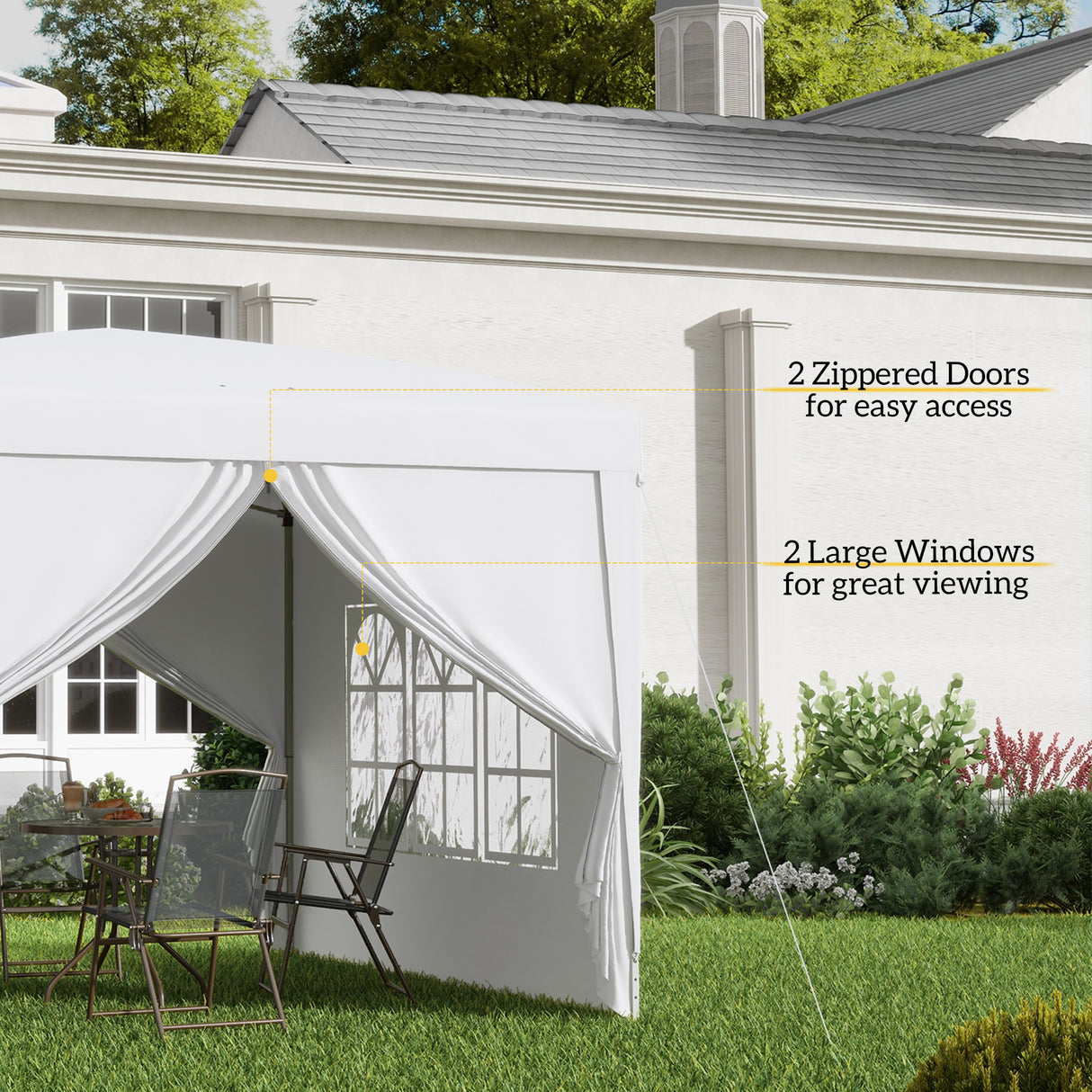 Alloy Steel Pop Up Gazebo With Curtain Walls 295cm Width x 295cm Depth - Velmora