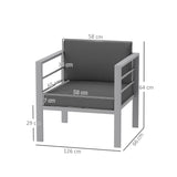 Aluminium 1 Seater Garden Sofa with Removable Cushions - Velmora