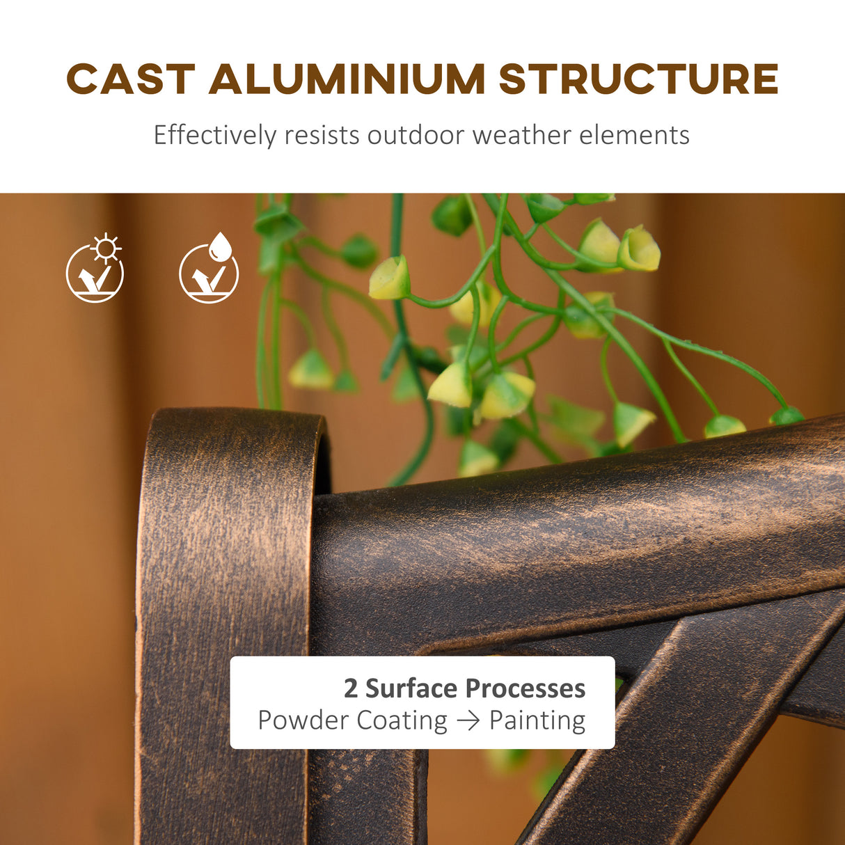 Aluminium 2 Seater Garden Bench Antique Loveseat for Outdoor Patio - Velmora