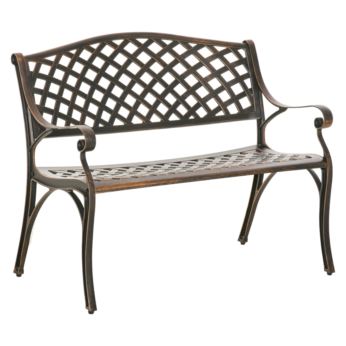 Aluminium 2 Seater Garden Bench Antique Loveseat for Outdoor Patio - Velmora
